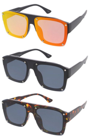 Plastic Thick Frame Square Aviator Wholesale Sunglasses