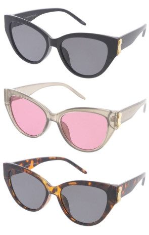 Chic Cute Ribbon Bow Metal Temple Detail Cat Eye Wholesale Sunglasses