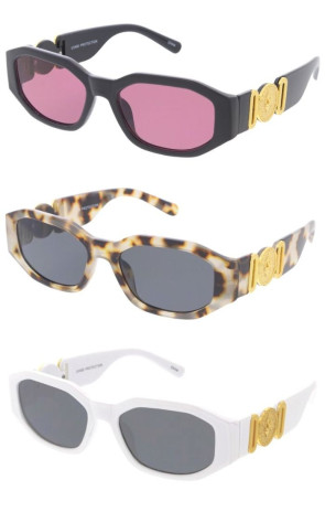 VIVANT Luxury Fashion Designer Inspired Temple Logo Accent Chunky Arm Geometric Wholesale Sunglasses