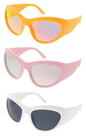 Color Pop Oversized Mirrored Lens Wraparound Sporty Wholesale Sunglasses