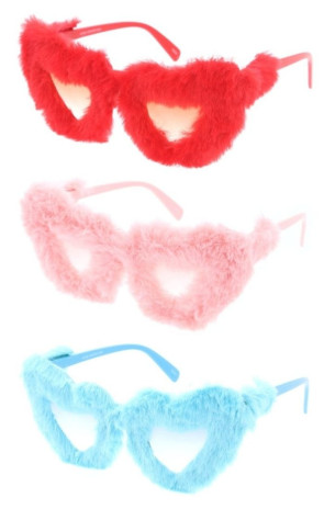 Fluff Fuzzy Frame Furry Heart Cat Eye Novelty Wholesale Sunglasses
