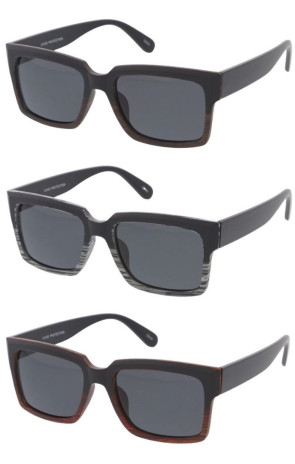 Two Tone Stripe Pattern Square Horn Rimmed Wholesale Sunglasses