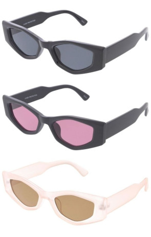Sleek Thick Rimmed Tapered Arm Plastic Frame Geometric Cat Eye Wholesale Sunglasses