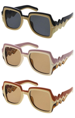 Wavy 70s Retro Glam Square Wholesale Sunglasses