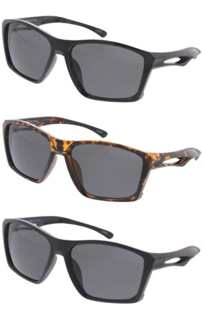 Active Lifestyle Plastic Frame Cutout Arm Square Sporty Wholesale Sunglasses