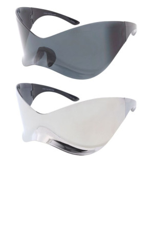 Exaggerated Oversized Neutral Lens Wraparound Visor Shield Wholesale Sunglasses