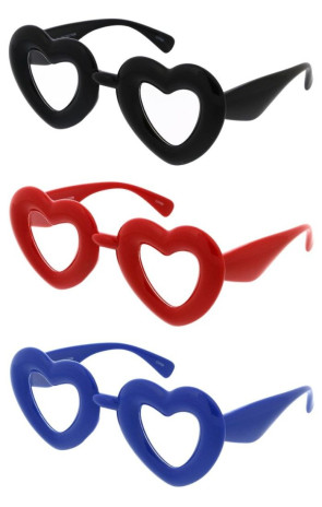 Silly Exaggerated Goofy Chunky Rounded Heart Novelty Clear Wholesale Glasses