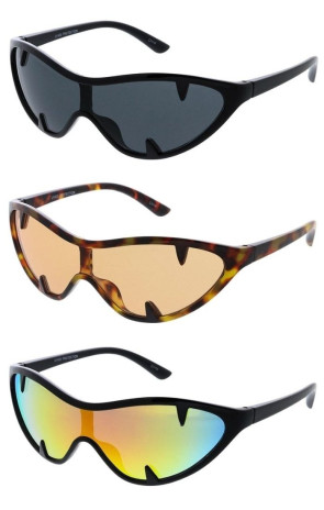 Modern Fangs Novelty Shield Wholesale Sunglasses