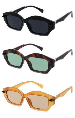 Horned Square Lens Top Round Trendy Wholesale Sunglasses