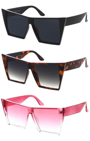 Retro Oversized Thick Arm Geometric Frame Lens Square Cat Eye Wholesale Sunglasses