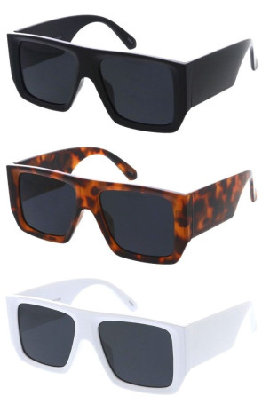 Thick Rimmed Chunky Tapered Arm Geometric Square Wholesale Sunglasses