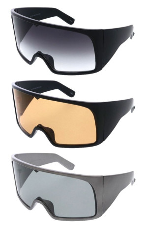 Chunky Oversized Active Lifestyle Curved Sporty Wraparound Shield Wholesale Sunglasses