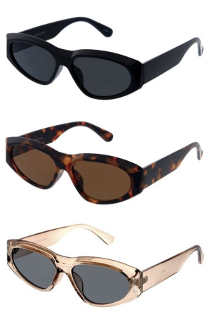 Oval Thick Rimmed Tapered Arm Round Cat Eye Wholesale Sunglasses