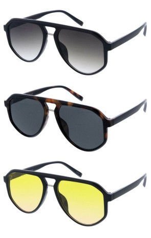 Retro Metal Crossbar Plastic Frame Geometric Aviator Wholesale Sunglasses