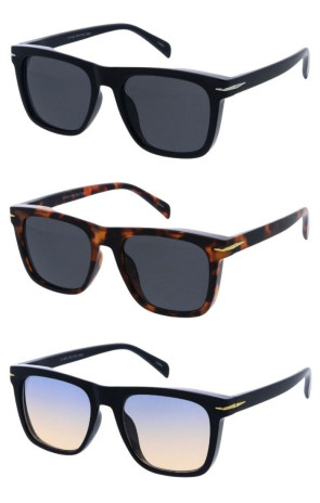 Classic Metal Temple Detail Semi Thick Frame Horn Rimmed Wholesale Sunglasses