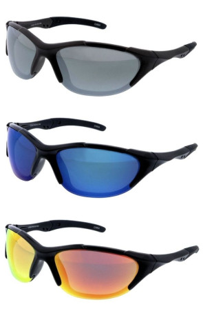 Sleek Semi Rimless Active Lifestyle Mirrored Lens Wraparound Sporty Wholesale Sunglasses