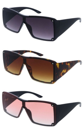 Chunky Tapered Arm Butterfly Square Shield Wholesale Sunglasses