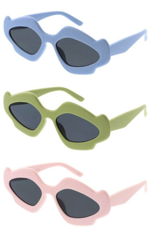 Matte Pastel Color Pop Fun Blob Unique Cat Eye Style Novelty Wholesale Sunglasses