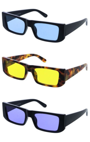 Retro Color Pop Lens Thick Rimmed Rectangular Square Wholesale Sunglasses