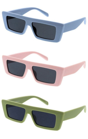 Matte Pastel Color Pop Retro Flat Top Thick Rimmed Pointed Rectangular Square Wholesale Sunglasses