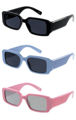 Retro Semi Clear Chunky Striped Arm Geometric Square Wholesale Sunglasses