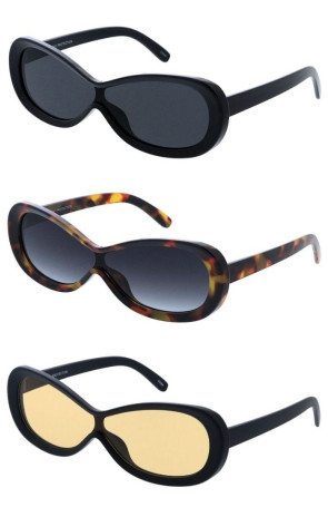 Retro Slim Round Oval Goggle Shield Wholesale Sunglasses