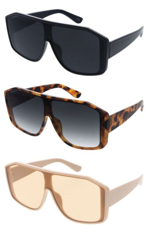 Oversized Chunky Arm Plastic Frame Geometric Shield Wholesale Sunglasses