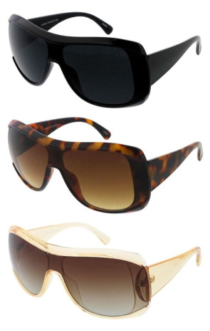 Large Semi Rimless Side Thick Rimmed Aviator Shield Wholesale Sunglasses