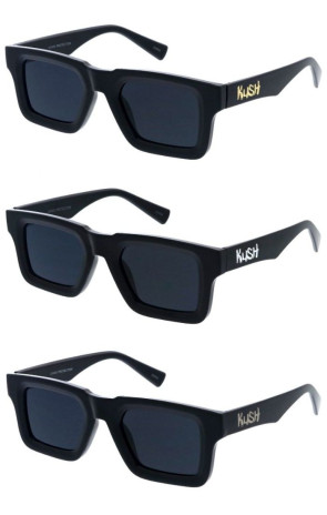 KUSH Retro Thick Rimmed Medium Rectangular Square Horn Rimmed Wholesale Sunglasses