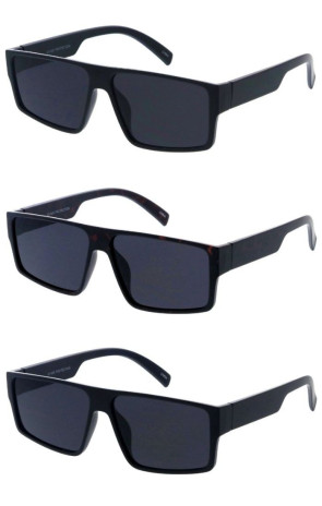 Retro Sleek Flat Top Neutral Lens Square Aviator Wholesale Sunglasses