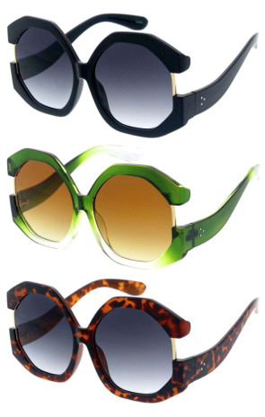 Glamorous Oversized Fashion Semi Metal Frame Round Butterfly Geometric Wholesale Sunglasses