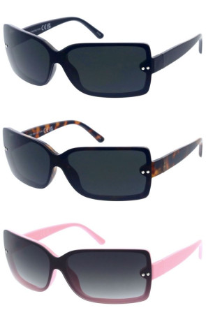 Fashionable Sleek Back Rim Style Curved Sporty Shield Wholesale Sunglasses
