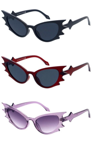 Fun Spiky Arm Shape Bat Wing Cat Eye Style Novelty Wholesale Sunglasses