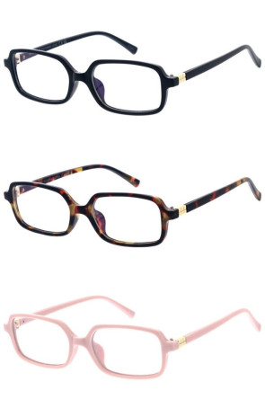 Slim Retro Metal Accent Plastic Frame Clear Lens Rectangle Square Blue Light Filter Wholesale Glasses