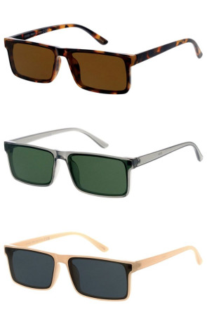 Sleek Slim Retro Plastic Semi Back Frame Rectangular Square Wholesale Sunglasses