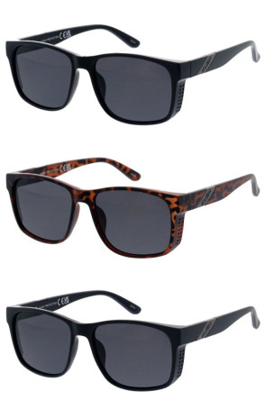 KUSH Sleek Classic Neutral Lens Metal Stripe Arm Detail Horn Rimmed Square Wholesale Sunglasses