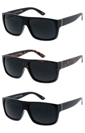 Old School Metal Arm Detail Neutral Lens Active Lifestyle Sporty Square Wholesale Sunglasses