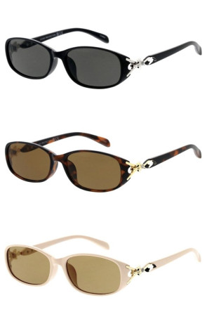 Luxe Rhinestone Detail Feline Fashion Jaguar Spotted Leopard Oval Square Wholesale Sunglasses