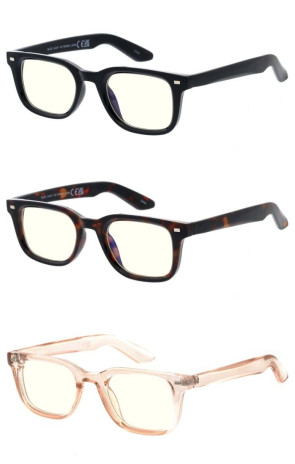 Retro Classic Beveled Frame Clear Lens Square Horn Rimmed Blue Light Filter Wholesale Sunglasses