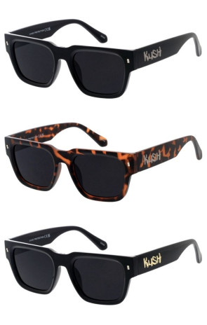 KUSH Thick Rimmed Neutral Lens Square Aviator Style Geometric Wholesale Sunglasses