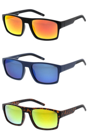 Sleek Mens Fashion Mirrored Lens Active Lifestyle Square Aviator Sporty Wholesale Sunglasses