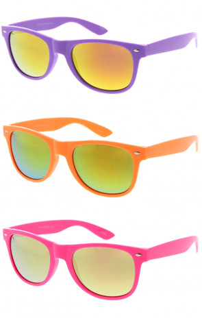 Classic Neon Pop Mirrored Horn Rimmed Wholesale Sunglasses 53mm