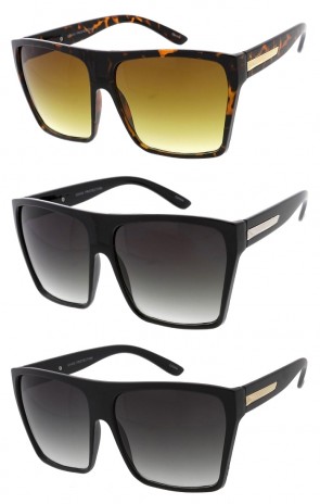 High Fashion Square Neutral Colored Lens Oversize Wholesale Sunglasses