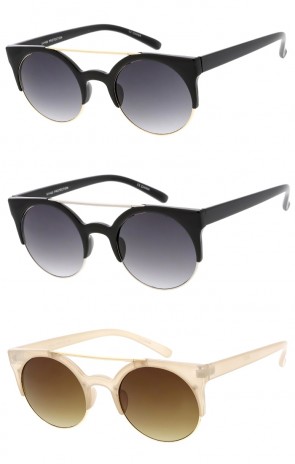 Women's Semi Rimless Cat Eye Round Lens Wholesale Sunglasses