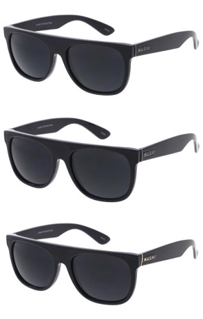 KUSH Black Flat Top Horn Rimmed Wholesale Sunglasses 54mm