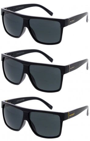 KUSH Classic Oversize Black Square Wholesale Sunglasses 53mm