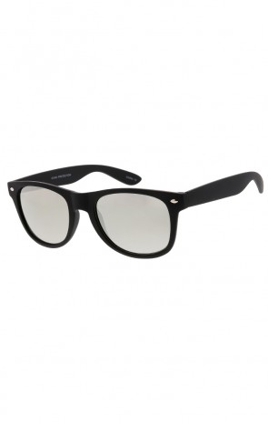 Unisex Rubberized Matte Horn Rimmed Square Mirrored Lens Wholesale Sunglasses