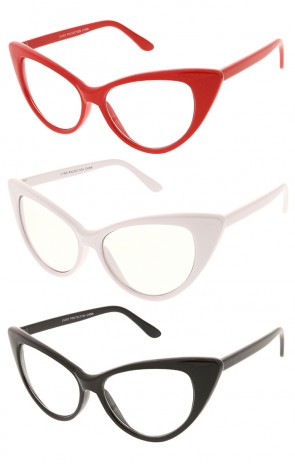 Designer Retro Cat Eye Fashion Blue Light Filter Clear Lens Wholesale Sunglasses