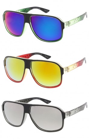 Large Plastic Aviator Summer Style w/ Color Mirrored Lens