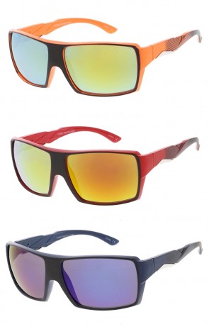 Large Plastic Sports Aggressive Style w/ Color Mirrored Lens